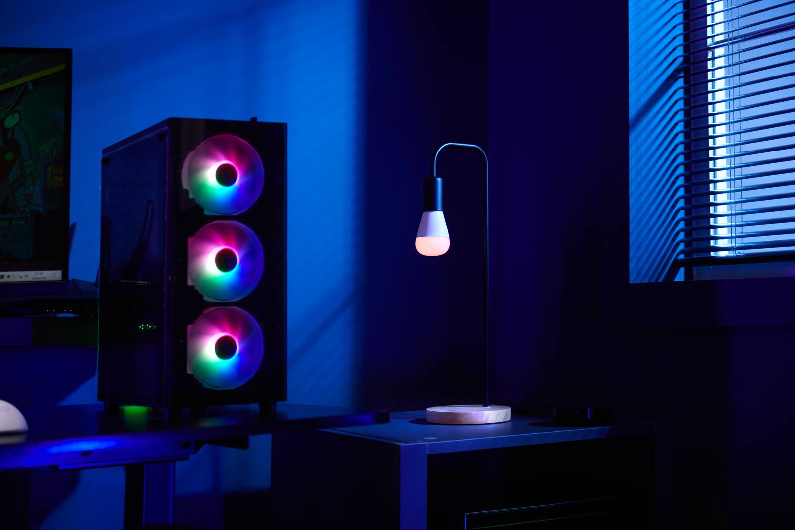 Aqara smart lighting creating cool blue room lighting