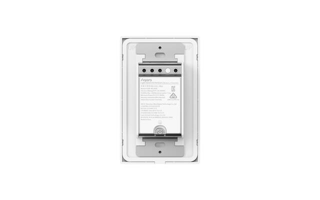 Rear of an Aqara smart switch showing live, neutral and load terminals