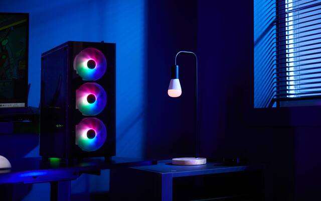 Aqara smart lighting creating cool blue room lighting