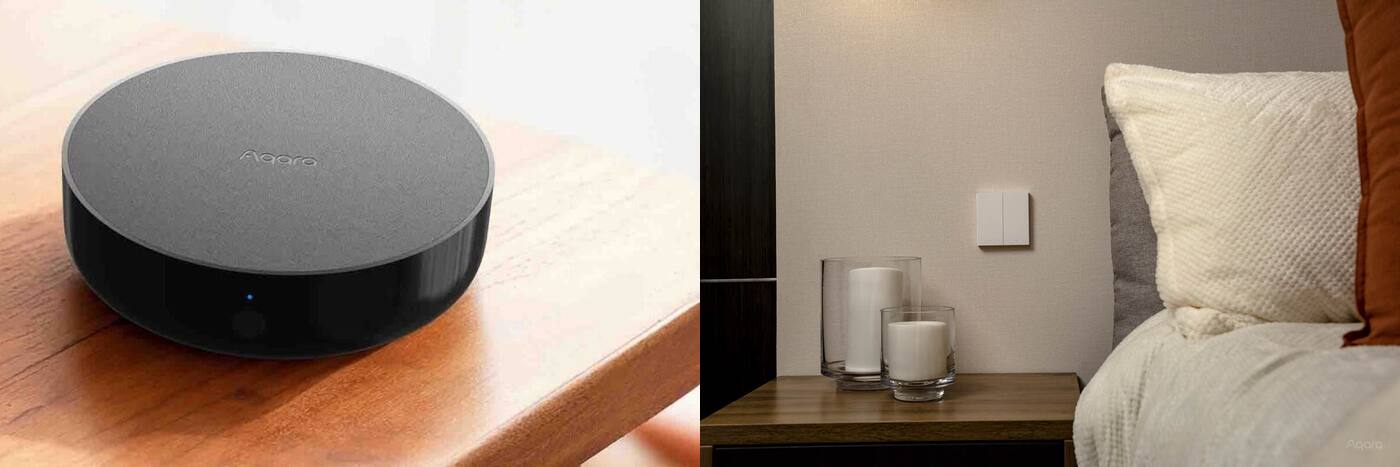 Aqara Hub M200 and Aqara H1 smart wall switch shown as representative hardware budget components
