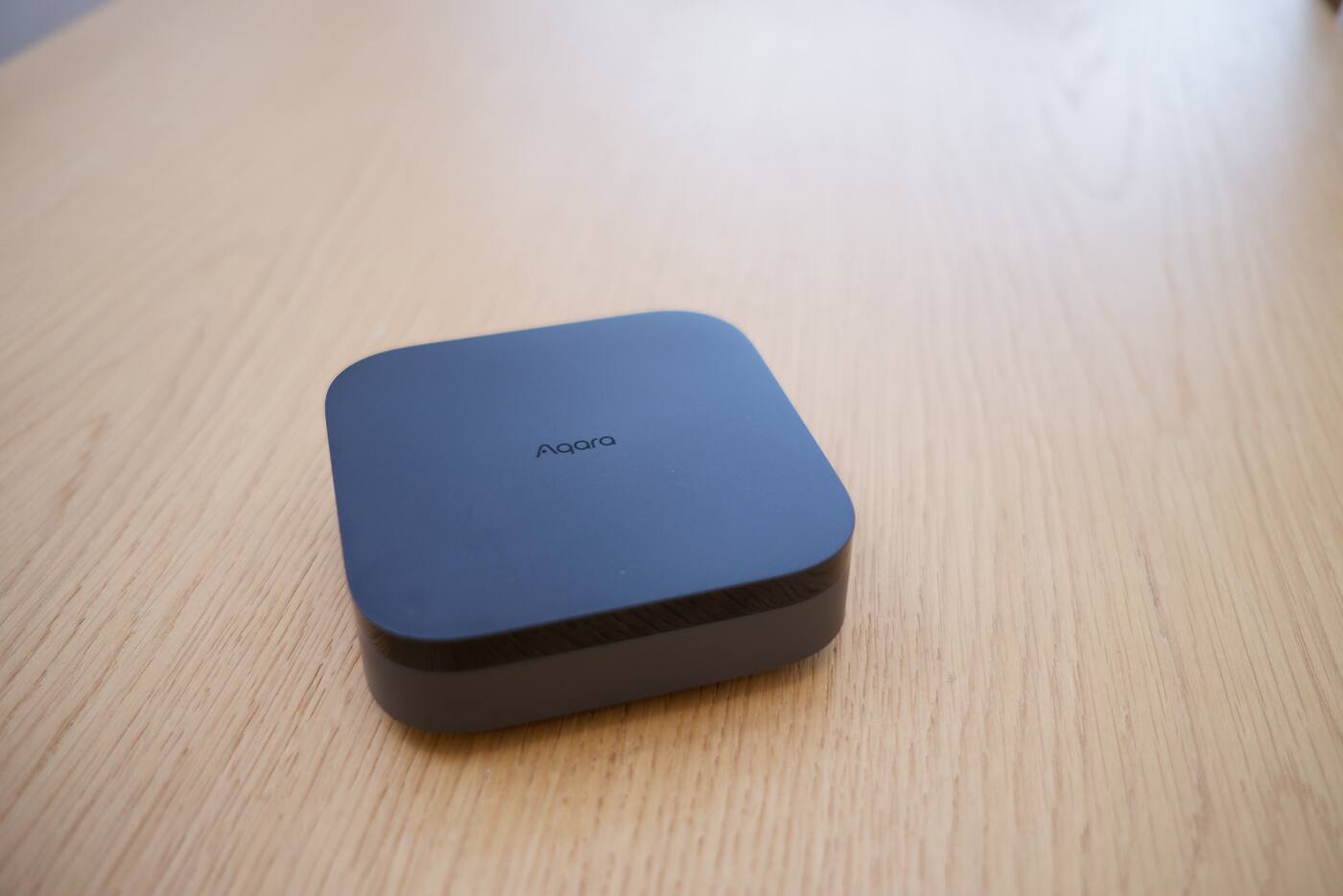 Aqara Hub M3 photographed on a table