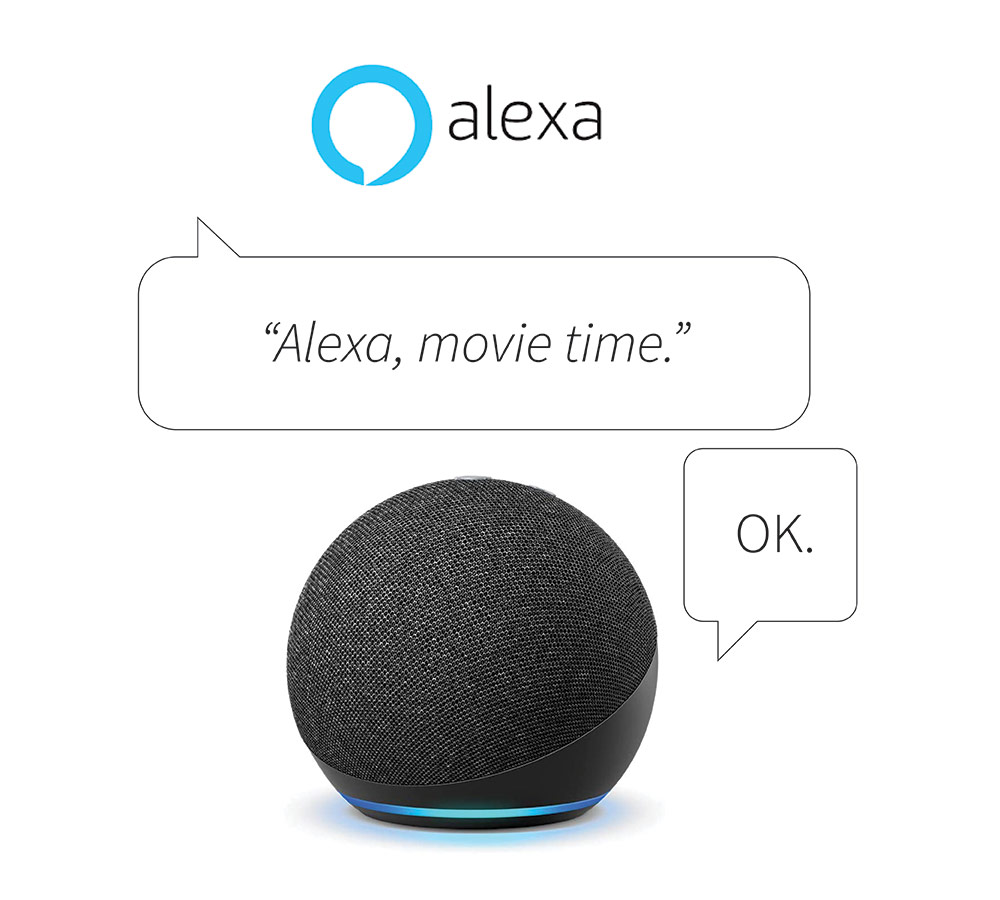 Amazon Alexa voice command running a Movie Time scene