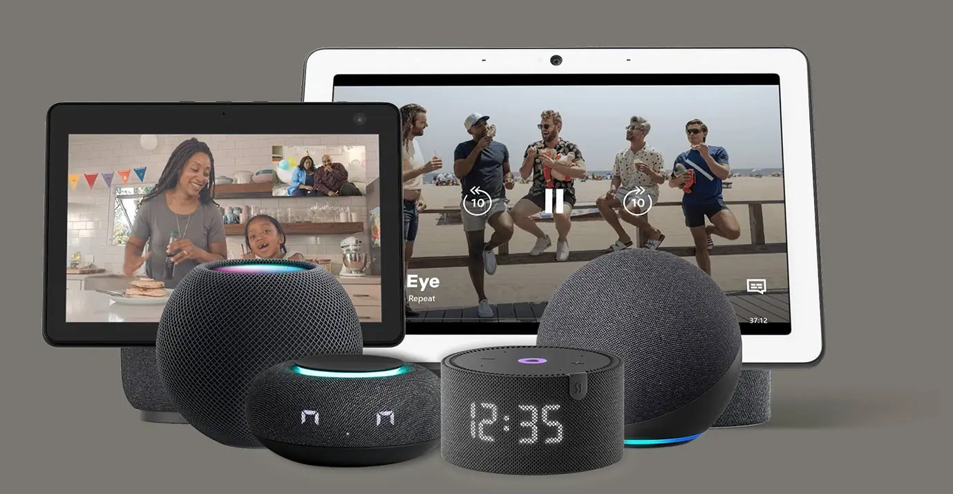 Amazon Echo Show and Google Nest Hub smart displays streaming live camera video