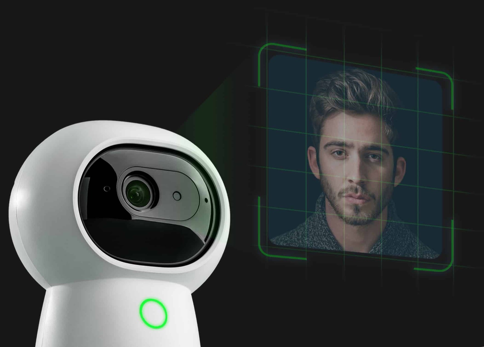 Camera Hub G3 recognising a man's face inside a green scanning frame