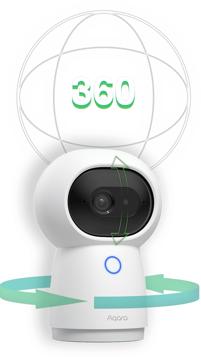 Camera Hub G3 illustrating 360-degree pan and 45-degree tilt coverage