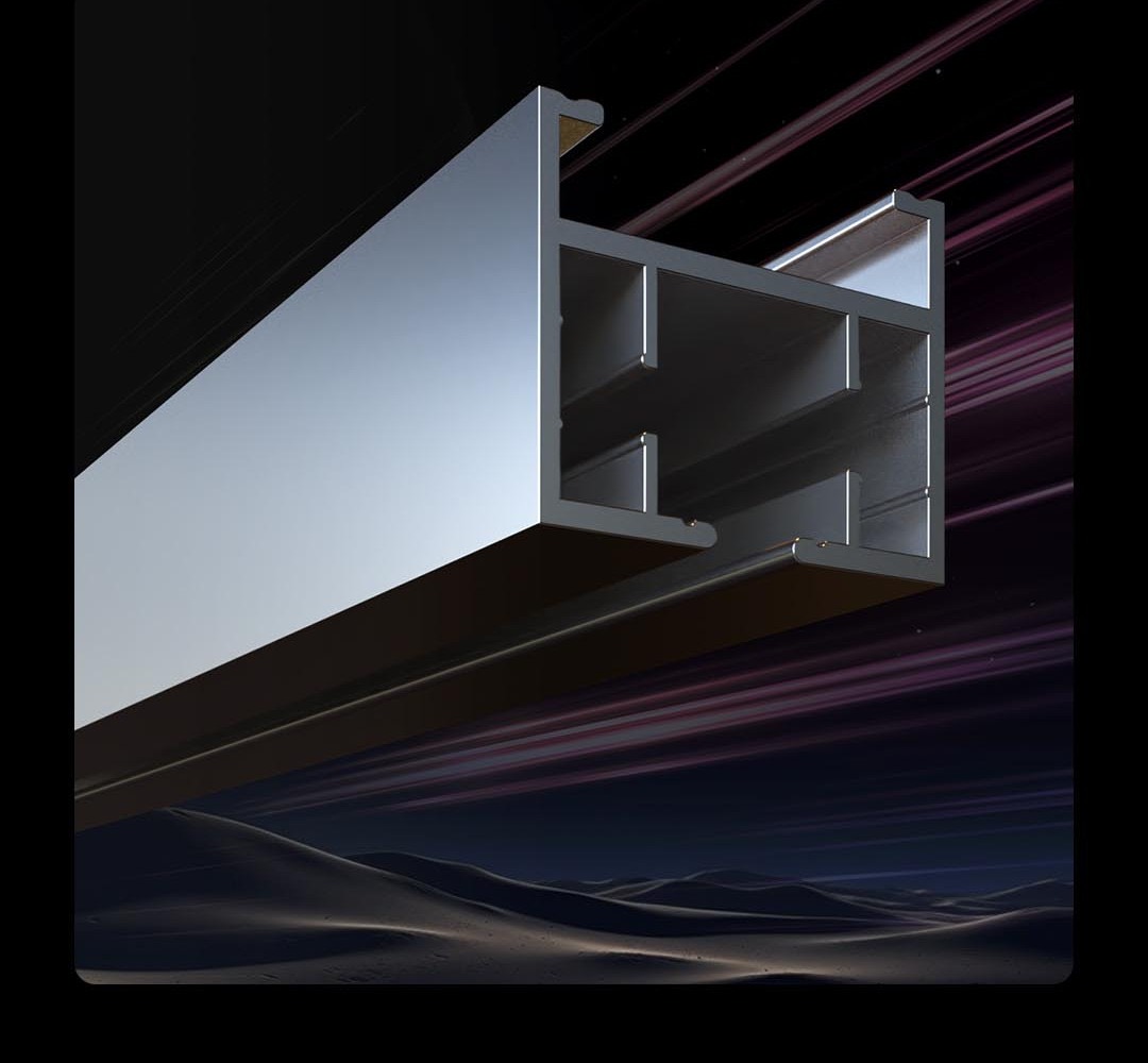 Cross-section of the one-piece aerospace-aluminium Aqara curtain track
