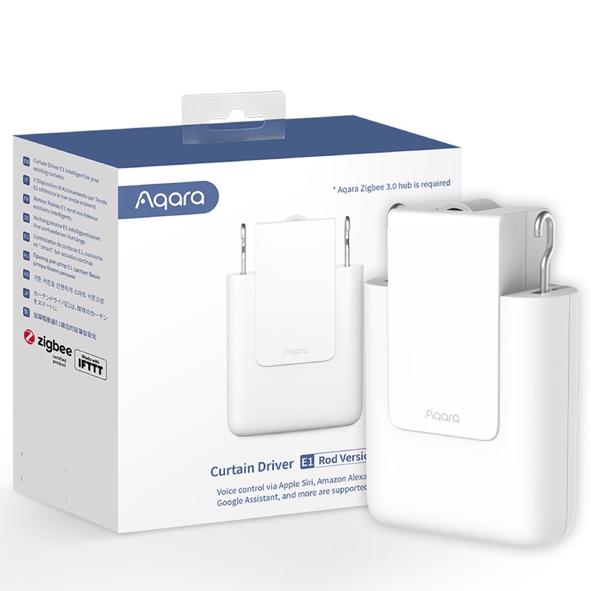 Aqara Curtain Driver E1 Rod Version with its retail box