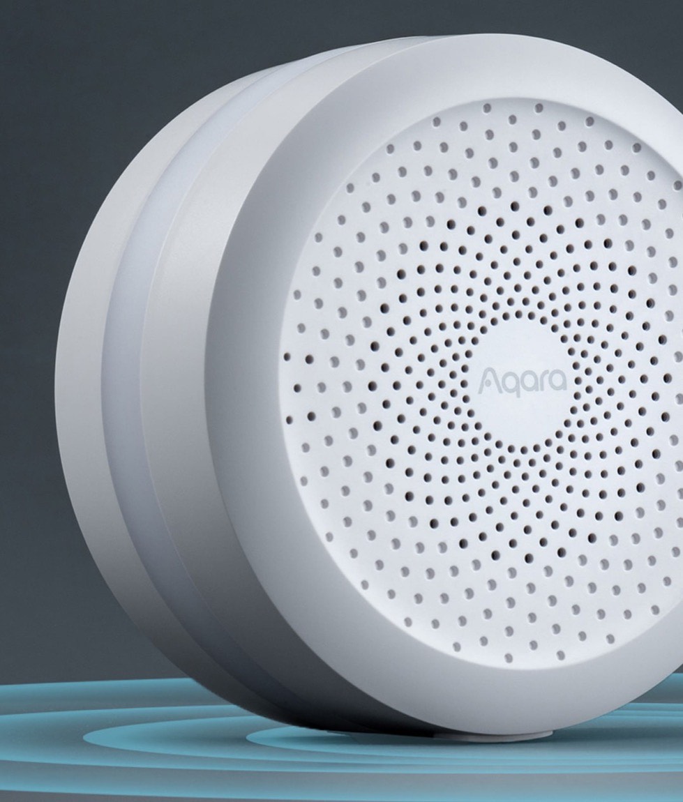 Aqara Hub M1S Gen 2 with its RGB light ring glowing softly