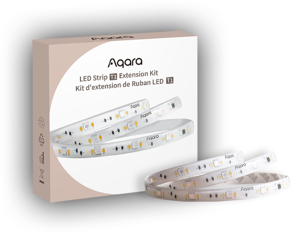 Diagram showing the LED Strip T1 extended to ten metres with 1-metre kits