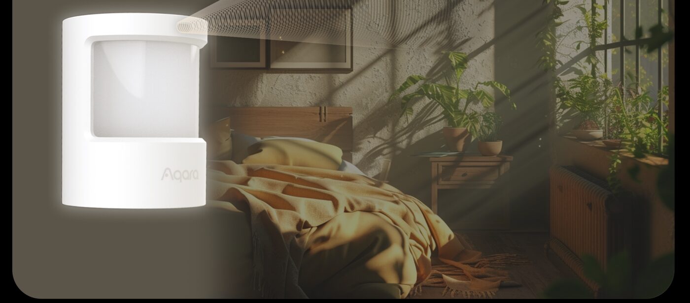 Motion and Light Sensor P2 in a sunlit bedroom, sensing both movement and ambient light