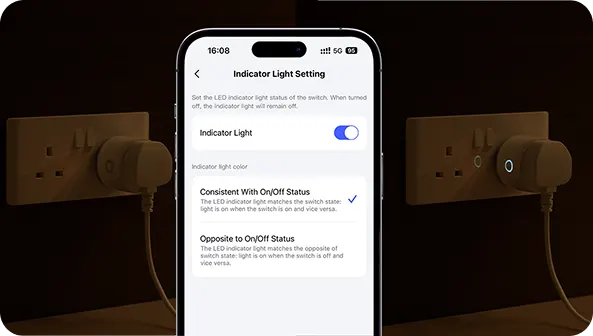 Aqara Home indicator-light settings for the RGB Power Plug H2 UK