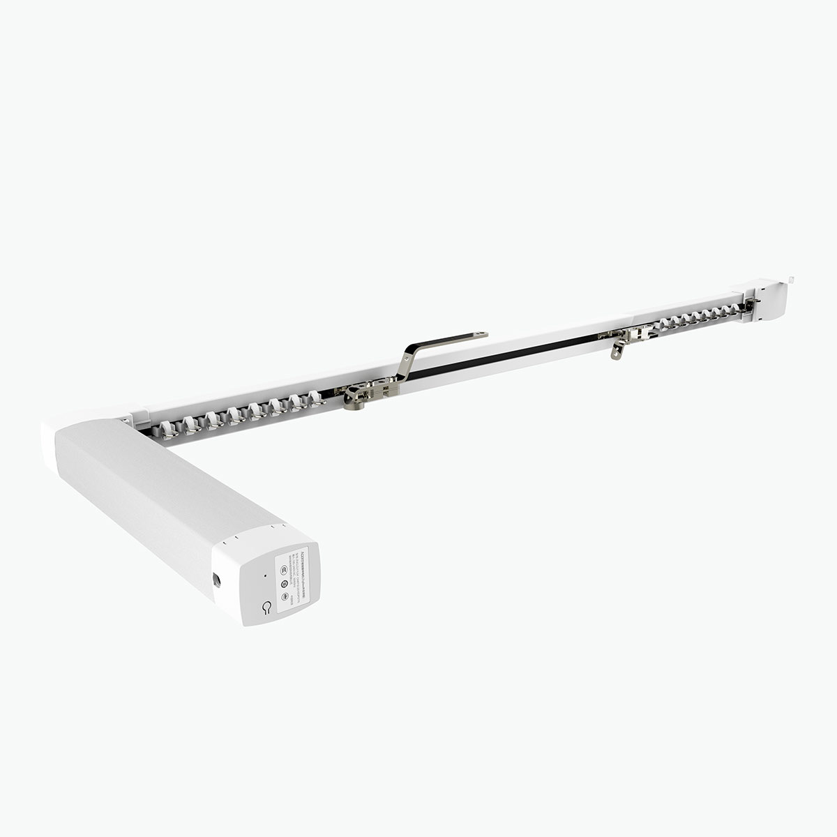 Aqara Smart Curtain Controller motor attached to its curtain track, shown from above