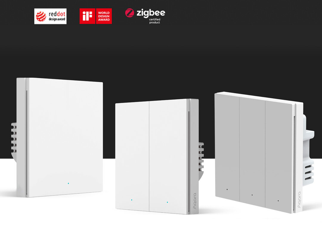 Single, double and triple rocker versions of the Wall Switch H1 shown side by side