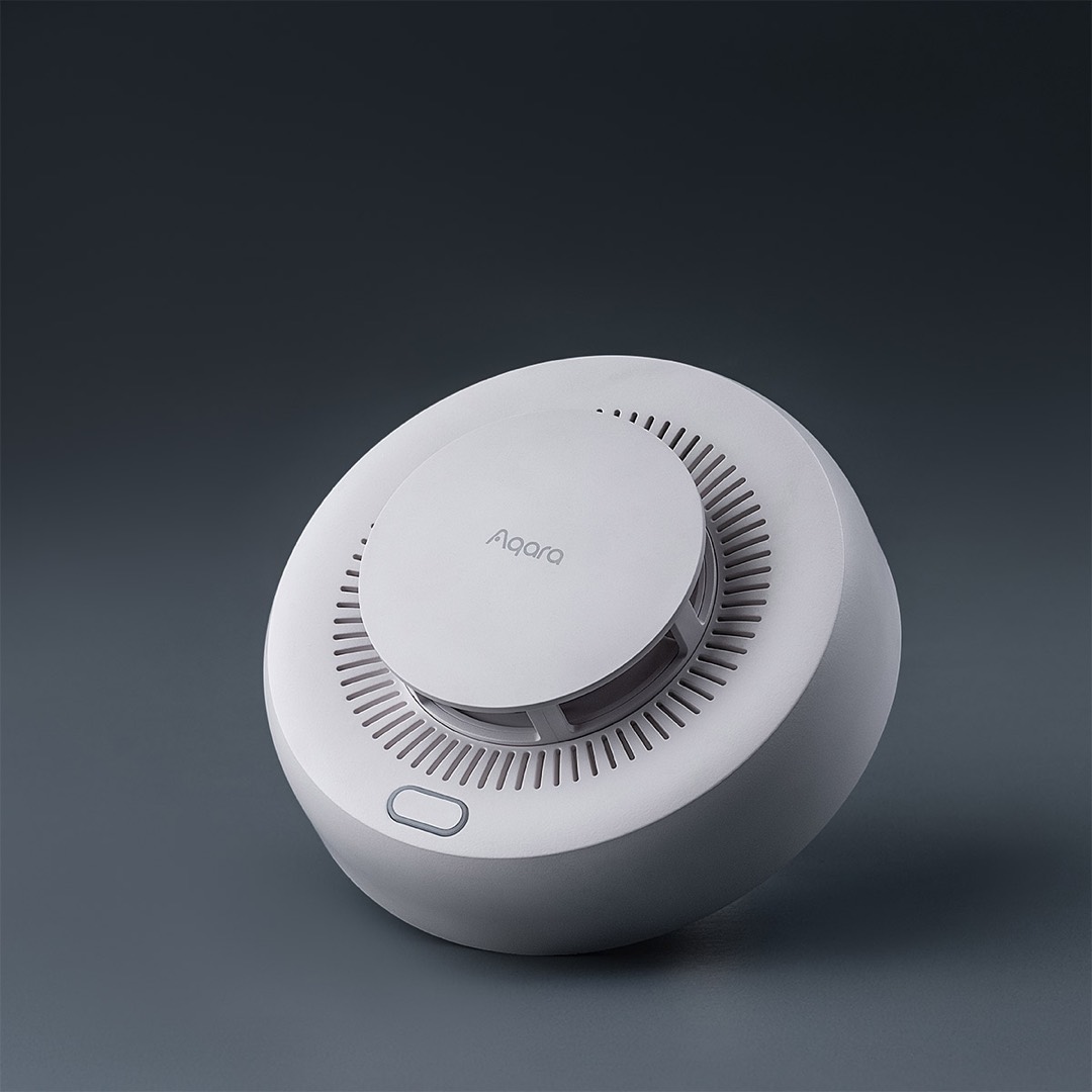 Aqara Smoke Detector shown against a dark grey backdrop