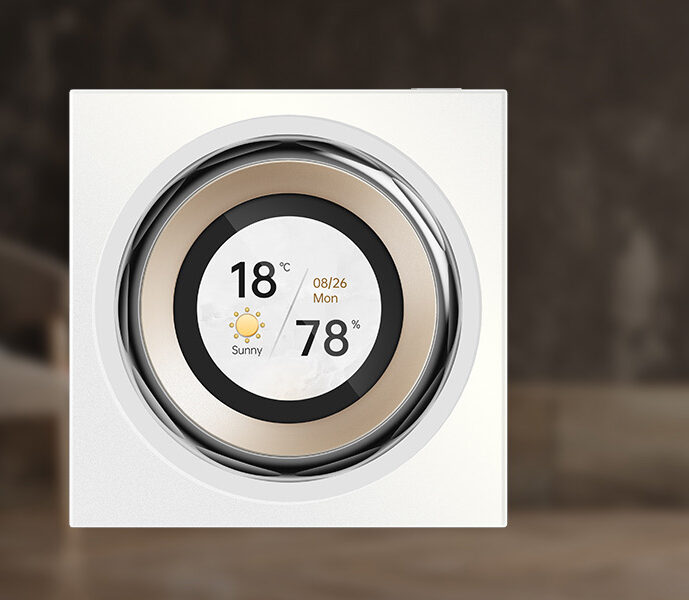 Touchscreen Dial V1 screen showing 18°C and 78% humidity readings