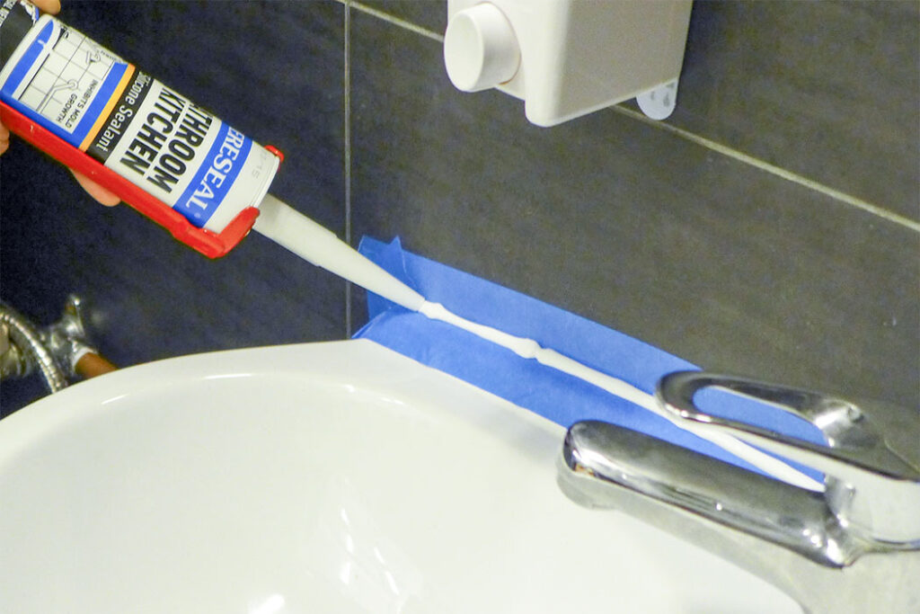 Applying sealant with masking tape